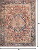 Loloi Layla Collection LAY-08 Red/Navy 5'-0" x 7'-6" .13" Thick Area Rug, Soft, Durable, Vintage Inspired, Distressed, Low Pile, Non-Shedding, Easy Clean, Printed, Living Room Rug by CozyNest Decor