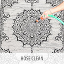 CAMILSON Outdoor Rug, 8x10 Medallion White Black Modern Area Rugs for Indoor and Outdoor Patios, Kitchen and Hallway Mats, Washable Porch Deck Outside Carpet (Medallion White, 8 x 10) by GreenHaven Gardens