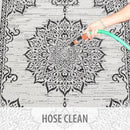 CAMILSON Outdoor Rug, 5x7 Medallion White Black Modern Area Rugs for Indoor and Outdoor Patios, Kitchen and Hallway Mats, Washable Porch Deck Outside Carpet (Medallion White, 5 x 7) by GreenHaven Gardens