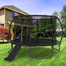 Trampoline Slide, 10FT 12FT 14FT 15FT 16FT Trampoline Universal Outdoor Slides, Trampolines Accessories with Cushioning Effect, Suitable for Kids to Climb Up Slide Down, Safety Slider (Black) by TinyTreasures Baby Boutique