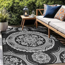 Medallion Outdoor Rug 10x14 Washable Outside Carpet for Indoor Patio Porch Waterproof Easy Cleaning Non Shedding Area Rugs Black 10 x 14 by CozyNest Decor