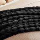 JELLYMONI Faux Fur Throw Blanket, Black Fuzzy Cozy Plush Bubble Bed Blanket, Thick and Warm King (108" x 90") by CozyNest Decor