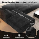 157.5" U Shaped Modern Sofa Modular Sectional Cloud Couch with 2 Ottoman,Deep Seat Upholstered Couches with Corduroy Fabric for Living Room Furniture,Bedroom and Apartment,No Assembly Required,Black by CozyNest Decor