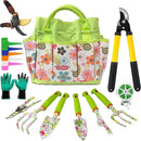 Gardening Tools – 42 Piece Premium Gardening Tool Set,Heavy Duty Hand Tools with Fashion Garden Tools Organizer Handbag,Rust-Proof Gardening Tool Kit, Ideal Gardening Gifts for Women(Pink Floral) by GreenHaven Gardens