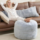 Boho Ottoman Living Room Furniture 26"x18" Large Round Ottomans Pouf Couch Foot Rest Grey Pouf Ottoman Foot Rest with Foam Chunk Filling Pouffe Ottomans Stuffed Foot Rest Poufs for Couch by CozyNest Decor