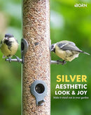 iBorn Metal Bird Feeder Hanging Wild Bird Seed Feeder for Mix Seed Blends Heavy Duty All Metal Silver Finish,14 Inch 6 Port(Seed is not Included) by CozyNest Decor