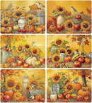Fall Placemats Set of 6 Thanksgiving Pumpkin Plastic Table Mats Farmhouse Rustic Fall Autumn Place Mats Washable Vinyl Rustic Holiday Table Decoration for Indoor Outdoor Party Kitchen Dining by CozyNest Decor