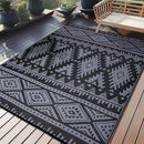 OLANLY Outdoor Rug Waterproof 6x9 ft, Reversible Outdoor Plastic Straw Rug, Boho Patio Rug, Indoor Outdoor Carpet, RV Mat Outside for Patio, Camp, Picnic, Balcony, Deck, Backyard, Black & Grey by GreenHaven Gardens
