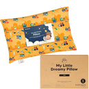 Mini Toddler Pillow with Pillowcase - 9x13 My Little Dreamy Travel Kids Pillow for Sleeping, Toddler Bed, Small, Tiny, Organic Cotton Pillowcase, Soft & Breathable,Kids 2-4 Years Old (Little Builders) by TinyTreasures Baby Boutique