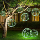Solar Powered Hanging Iron Sphere Lights with Artificial Greenery – 12Inch 120 LED Waterproof Outdoor Decor Ball Light with Timer & 8 Modes – 2 Pack for Garden, Christmas, Weddings (Cool White) by GreenHaven Gardens