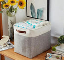 DECOMOMO Storage Baskets | Large Storage Bins 54.5L Fabric Baskets for Organizing Laundry Nursery Toys Cloth Linen Closet Organizers with Handles (Grey and White, XXXL - Jumbo/3P - 17" x 13" x 15") by CozyNest Decor