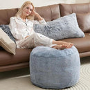 Round Pouf Ottoman Foot Rest Plush Ottoman Footstools for The Living Room Ottomans Stuffed Full of Foam Blocks 26 * 18" Large Foot Stool Dark Grey Footrests Hassocks and Ottomans Set by CozyNest Decor