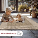 nuLOOM 9'6" x 12' Outdoor Area Rug, Casual Design With Striped Border, Stain Resistant, Highly Durable, For Patio, Balcony, Bedroom, Living Room, Dining Room, Bathroom, Light Brown by CozyNest Decor
