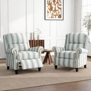 UIXE Pushback Recliner Chairs Set of 2, Fabric Armchair Push Back Accent Chair, Rivet Trim Club Chair Home Theater Overstuffed Single Sofa Reading Seat for Living Room, Stripe Blue by CozyNest Decor