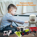Farm Animals Toys Set Barn Toy Combine Harvester Tractor with Trailer Horse Stable Grain Bins Horse Cow Farmer Figures Fence Playset for Kids Toddlers Boy Girl 3-7 Years Old by GreenHaven Gardens