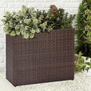 LEWIS&WAYNE Large Rectangular Block Planter Box Handmade Wicker Tall Planters for Outdoor Plants with Removable Liners Modern Planter for Indoor Outdoor Patio Deck - Brown, 32''x11''x24'' by CozyNest Decor