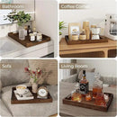 Axeman Wooden Serving Tray with Metal Handles|Ottoman Tray for Breakfast, Bed, Couch|17x13in Ash Wood Coffee Table Trays|Food Drinks Decorative Storage Boards for Ottoman Kitchen, Walnut by CozyNest Decor