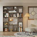 71” Tall Wooden Bookcase 6-Tier Large Bookshelves with 2 Woven Baskets, 55" Wide Floor Standing Wood Display Organizer Shelves for Living Room（Brown） by CozyNest Decor