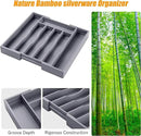Kitchen Silverware Drawer Organizer and Storage Bamboo Wood Cooking Utensil Holder Cutlery Knife Jewelry Spice Rack Spoon Fork Multi Cabinet Organization Bathroom Counter Expandable Adjustable Tray by CozyNest Decor