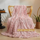 XeGe Plush Faux Fur Throw, Comfy 50x60 Fuzzy Blanket, Luxury Boho Lightweight Couch Blanket, Soft Fluffy Shaggy Lap Throw for Couch Bed Sofa Christmas Housewarming Gift Ombre Pink by CozyNest Decor