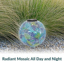 Sunnydaze Azul Terra 10" Crackled Glass Garden Gazing Globe with LED Solar Light - Set of 2 by CozyNest Decor