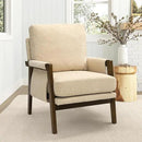 Modern Accent Chair for Living Room Mid Century Arm Chair Upholstered Bedroom Chair Comfy Lounge Chair with Solid Wood Frame, Beige by CozyNest Decor
