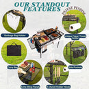 Folding Table w/ Carry Bag, Paper Towel Holder, Garbage Holder, Wing Panels, 3x2 FT Foldable Table for Portable Grill, Picnic, Outdoor, Beach, Small Folding Table Adjustable Height,Camping Table, BBQ by GreenHaven Gardens