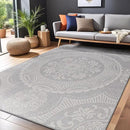 Medallion Outdoor Rug 6x9 Washable Outside Carpet for Indoor Patio Porch Waterproof Easy Cleaning Non Shedding Area Rugs Gray 6 x 9 by CozyNest Decor
