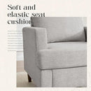 Mid-Century Accent Chair,Modern Linen Fabric Armchair for Living Room,Comfy Upholstered Reading Accent Chairs for Bedroom,Single Sofa Chair with Wood Legs (Light Grey, 2 Pack) by CozyNest Decor