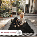 nuLOOM 5' x 8' Outdoor Area Rug, Casual Design With Striped Border, Stain Resistant, Highly Durable, For Patio, Balcony, Bedroom, Living Room, Dining Room, Bathroom, Black by CozyNest Decor