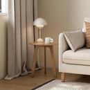 100% Solid Oak Round Side Table, Small Bedside Table for Small Spaces, Living Room End Table with Stable Frame for Bedroom Couch, (Natural, 17.71" D x 19.68" H)