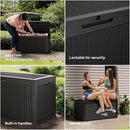 270 Gallon Outdoor Storage Box Patio Deck Box Waterproof, Resin Lockable Outside Large Storage Bin for Pool Cushion Furniture, Garden Tools UV-Resistant, Black by CozyNest Decor