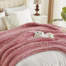 Carriediosa Chunky Knit Throw Blanket 60" X 80" Twin, 100% Hand Made Large Chenille Loop Yarn Soft Fluffy Throws for Couch Sofa Bed, Big Crochet Cozy Heavy Thick Cable Woven Blanket, Mauve by CozyNest Decor