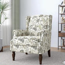 Lumibee Wingback Accent Chair,High Back Floral Armchairs in Fabric,Comfy Upholstered Reading Single Sofa Chair with Solid Wood Legs for Living Room,Bedroom,Office-Plants Beige by CozyNest Decor