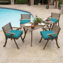 Arden Selections Outdoor Wicker Chair Cushion, 20 x 18, Rain-Proof, Fade Resistant 21 x 21, Lake Blue Leala (Pack of 4) by GreenHaven Gardens