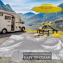 Pauwer Waterproof Outdoor Rug 9x12, Reversible Plastic Straw Patio Camping Rug, Indoor Outdoor RV Mat Carpet for Deck, Camper, Porch, Balcony, Backyard, Picnic, Leaf Grey by GreenHaven Gardens