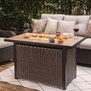 Nuu Garden Propane Fire Pit Table, CSA Certified 43 Inch 50,000 BTU Outdoor Propane Gas Fire Pit Table, Propnae Fire Pit with Ceramic Tabletop, Oxford Cover, 7 lbs Glass Stone, Dark Brown and Coffee by GreenHaven Gardens
