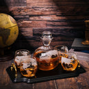 Etched World Map Globe Whiskey Decanter Set 750ML With 4 10OZ Map Glasses 13 H X 13 L By The Wine Sa by The Wine Savant