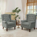Lumibee High Back Accent Chair Set of 2,Upholstered Wingback Armchair with Solid Wood Legs for Small Spaces,Comfy Single Sofa Chair for Living Room,Bedroom,Office-Gray by CozyNest Decor