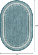 Unique Loom Outdoor Border Collection Area Rug - Soft Border (5' 1" x 8' Oval, Teal/ Ivory) by GreenHaven Gardens