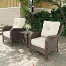3 Pieces Outdoor Patio Furniture Sets with Single Chairs with 6-inch Thick Cushion and Side Table for Deck Lawn by GreenHaven Gardens