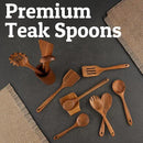 PriorityChef Premium Wooden Spoons for Cooking - 6pc Smooth Finish Teak Wooden Utensil Set with Hanging Hooks, Heat-Resistant & Nonstick Safe, Ideal for Gifting by CozyNest Decor