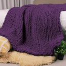 Carriediosa Chunky Knit Throw Blanket 60" X 80" Twin, 100% Hand Made Large Chenille Loop Yarn Soft Fluffy Throws for Couch Sofa Bed, Big Crochet Cozy Heavy Thick Cable Woven Blanket, Dark Purple by CozyNest Decor