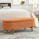 Furniliving 46” Storage Benches, End of Bed Bench with Button-Tufted Large Upholstered Storage Ottoman Teddy Window Bench with Storage Shoe Cabinet Bench, for Bedroom, Entryway, Closet, Orange by CozyNest Decor