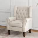 Lumibee High Back Accent Chair,Upholstered Wingback Armchair with Solid Wood Legs for Small Spaces,Comfy Single Sofa Chair for Living Room,Bedroom,Office-Beige by CozyNest Decor