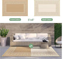 GENIMO Outdoor Rug 5'x8' Waterproof for Patio Decor, Reversible Outdoor Plastic Straw Rug Carpet, Camping Mats for Outdoor, RV, Backyard, Deck, Balcony, Picnic, Brown & Beige by CozyNest Decor