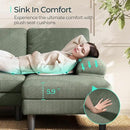 LINSY HOME Sectional Couch, 111'' W Corduroy U Shaped Sofa with Sleepable Armrests, 4 Seat Couch with Double Chaises, Deep Seat Sofa for Living Room, Army Green by CozyNest Decor