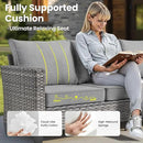 ovios 7 Pieces Patio Furniture Set with 54" Fire Pit Table, Outdoor Wicker Sofa with Comfy Cushions, All Weather High Back Rattan Couch Conversation Set, Dark Grey by GreenHaven Gardens
