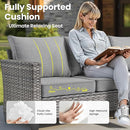 ovios 6 Pieces Patio Furniture Set with 30" Fire Pit Table, Outdoor Wicker Sofa with Comfy Cushions, All Weather High Back Rattan Couch Conversation Set, Dark Grey by GreenHaven Gardens