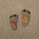 Stepping Stones - Light Brown Resin Footprint Shaped Set of 2 for Patio, Deck, Garden or Sidewalk by CozyNest Decor